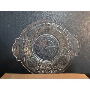 Vintage Anchor Hocking Glass Co. SANDWICH Crystal Round Butter Dish 1940's